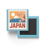 Buzdolap Magneti Japonya Tokyo Renkli Posta Pulu Temalı - 9x9 cm