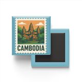 Buzdolap Magneti Kamboçya Phnom Penh Renkli Posta Pulu Temalı - 9x9 cm