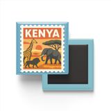 Buzdolap Magneti Kenya Nairobi Renkli Posta Pulu Temalı - 9x9 cm