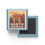 Buzdolap Magneti Kuzey Kore Pyongyang Renkli Posta Pulu Temalı - 9x9 cm