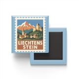 Buzdolap Magneti Lihtenştayn Vaduz Renkli Posta Pulu Temalı - 9x9 cm