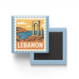 Buzdolap Magneti Lübnan Beyrut Renkli Posta Pulu Temalı - 9x9 cm