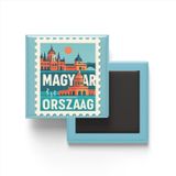 Buzdolap Magneti Macaristan Budapeşte Renkli Posta Pulu Temalı - 9x9 cm