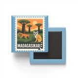 Buzdolap Magneti Madagaskar Antananarivo Renkli Posta Pulu Temalı - 9x9 cm