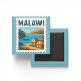 Buzdolap Magneti Malavi Lilongwe Renkli Posta Pulu Temalı - 9x9 cm