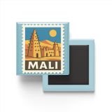 Buzdolap Magneti Mali Bamako Renkli Posta Pulu Temalı - 9x9 cm