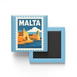 Buzdolap Magneti Malta Valletta Renkli Posta Pulu Temalı - 9x9 cm