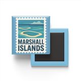 Buzdolap Magneti Marshall Adaları Majuro Renkli Posta Pulu Temalı - 9x9 cm