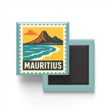 Buzdolap Magneti Mauritius Port Louis Renkli Posta Pulu Temalı - 9x9 cm