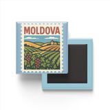 Buzdolap Magneti Moldova Kişinev Renkli Posta Pulu Temalı - 9x9 cm
