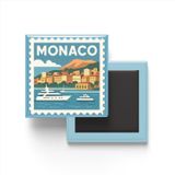 Buzdolap Magneti Monako Monako Renkli Posta Pulu Temalı - 9x9 cm
