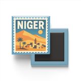 Buzdolap Magneti Nijer Niamey Renkli Posta Pulu Temalı - 9x9 cm
