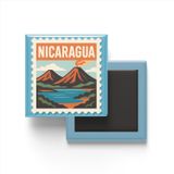 Buzdolap Magneti Nikaragua Managua Renkli Posta Pulu Temalı - 9x9 cm