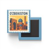 Buzdolap Magneti Özbekistan Taşkent Renkli Posta Pulu Temalı - 9x9 cm