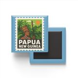 Buzdolap Magneti Papua Yeni Gine Port Moresby Renkli Posta Pulu Temalı - 9x9 cm
