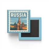 Buzdolap Magneti Rusya Moskova Renkli Posta Pulu Temalı - 9x9 cm