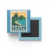 Buzdolap Magneti Saint Lucia Castries Renkli Posta Pulu Temalı - 9x9 cm