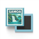 Buzdolap Magneti Samoa Apia Renkli Posta Pulu Temalı - 9x9 cm