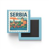 Buzdolap Magneti Sırbistan Belgrad Renkli Posta Pulu Temalı - 9x9 cm