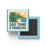 Buzdolap Magneti São Tomé ve Príncipe São Tomé Renkli Posta Pulu Temalı - 9x9 cm