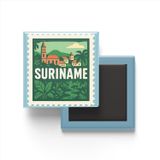 Buzdolap Magneti Surinam Paramaribo Renkli Posta Pulu Temalı - 9x9 cm