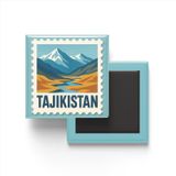 Buzdolap Magneti Tacikistan Duşanbe Renkli Posta Pulu Temalı - 9x9 cm