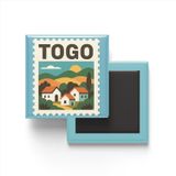 Buzdolap Magneti Togo Lomé Renkli Posta Pulu Temalı - 9x9 cm