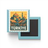 Buzdolap Magneti Türkiye Ankara Renkli Posta Pulu Temalı - 9x9 cm