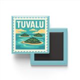Buzdolap Magneti Tuvalu Funafuti Renkli Posta Pulu Temalı - 9x9 cm
