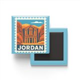 Buzdolap Magneti Ürdün Amman Renkli Posta Pulu Temalı - 9x9 cm