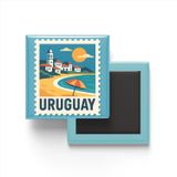 Buzdolap Magneti Uruguay Montevideo Renkli Posta Pulu Temalı - 9x9 cm