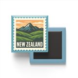 Buzdolap Magneti Yeni Zelanda Wellington Renkli Posta Pulu Temalı - 9x9 cm