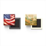 Buzdolap Magnetleri - Amerika Birleşik Devletleri Bayrağı ve Paper Cut Tema - 2'li Set Magneti
