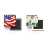 Buzdolap Magnetleri - Amerika Birleşik Devletleri Bayrağı ve Retro Tema - 2'li Set Magneti