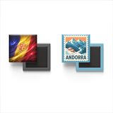 Buzdolap Magnetleri - Andorra Bayrağı ve Posta Pulu Tema - 2'li Set Magneti