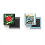 Buzdolap Magnetleri - Bangladeş Bayrağı ve Posta Pulu Tema - 2'li Set Magneti