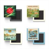 Buzdolap Magnetleri - Bangladeş - Dakha (Dhaka) - Bangladesh - 4'lü Set | Bangladeş temalı 4'lü dekoratif buzdolabı magneti