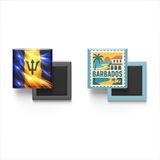 Buzdolap Magnetleri - Barbados Bayrağı ve Posta Pulu Tema - 2'li Set Magneti