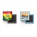 Buzdolap Magnetleri - Bolivya Bayrağı ve Posta Pulu Tema - 2'li Set Magneti
