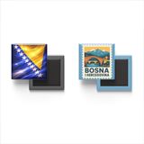 Buzdolap Magnetleri - Bosna-Hersek Bayrağı ve Posta Pulu Tema - 2'li Set Magneti