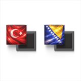 Buzdolap Magnetleri - Bosna - Hersek Bayrağı ve Türk Bayrağı - 2'li Set Magneti