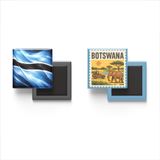 Buzdolap Magnetleri - Botsvana Bayrağı ve Posta Pulu Tema - 2'li Set Magneti
