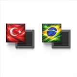 Buzdolap Magnetleri - Brezilya Bayrağı ve Türk Bayrağı - 2'li Set Magneti