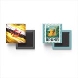Buzdolap Magnetleri - Brunei Bayrağı ve Posta Pulu Tema - 2'li Set Magneti
