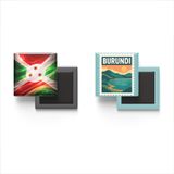 Buzdolap Magnetleri - Burundi Bayrağı ve Posta Pulu Tema - 2'li Set Magneti
