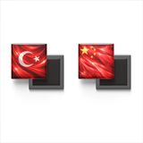 Buzdolap Magnetleri - Çin Bayrağı ve Türk Bayrağı - 2'li Set Magneti