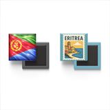 Buzdolap Magnetleri - Eritre Bayrağı ve Posta Pulu Tema - 2'li Set Magneti