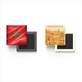 Buzdolap Magnetleri - Fas Bayrağı ve Paper Cut Tema - 2'li Set Magneti