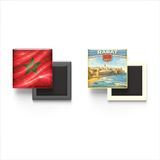 Buzdolap Magnetleri - Fas Bayrağı ve Retro Tema - 2'li Set Magneti