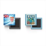 Buzdolap Magnetleri - Fiji Bayrağı ve Posta Pulu Tema - 2'li Set Magneti